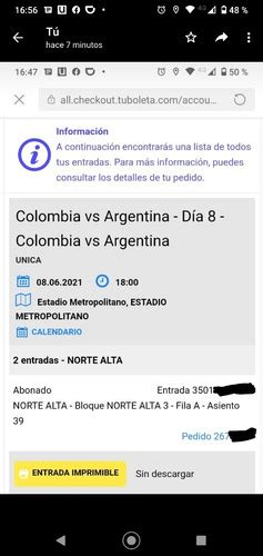 tu boleta colombia vs argentina